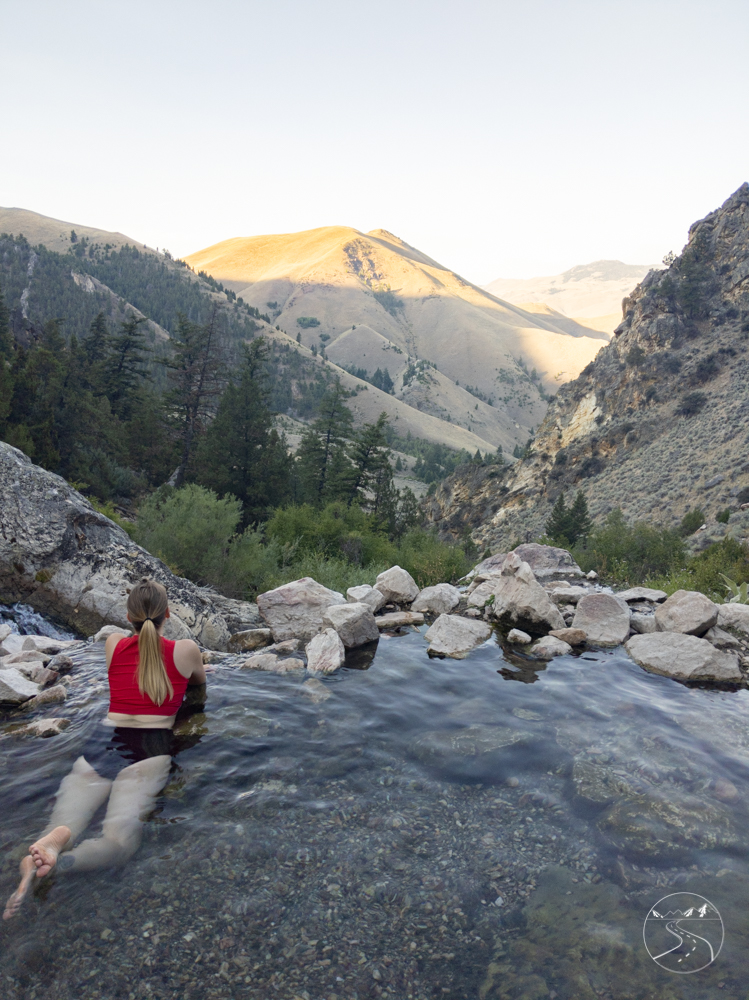Gazing out at the scenery from Goldbug Hot Springs